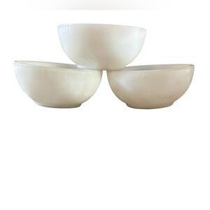 Fire king set of 3 small milk glass bowls vintage